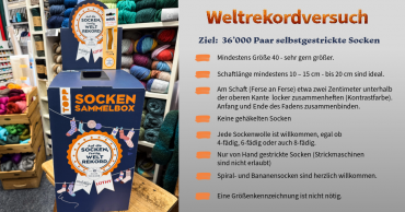 Sockensammelbox mit Informationen zum Projekt